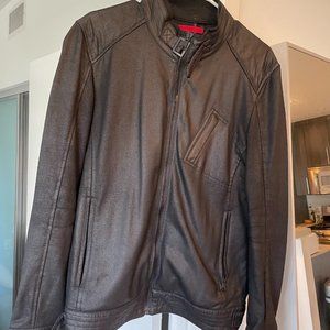 Men's Zara Black Leather-Coated Moto Jacket